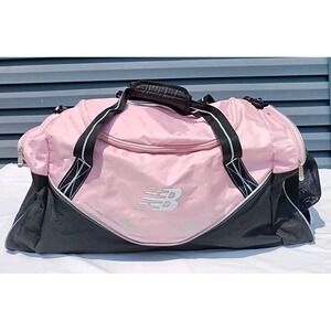 New Balance Duffel Bag Pink & Black Adjustable Shoulder Strap 24X11X10 Inches NB
